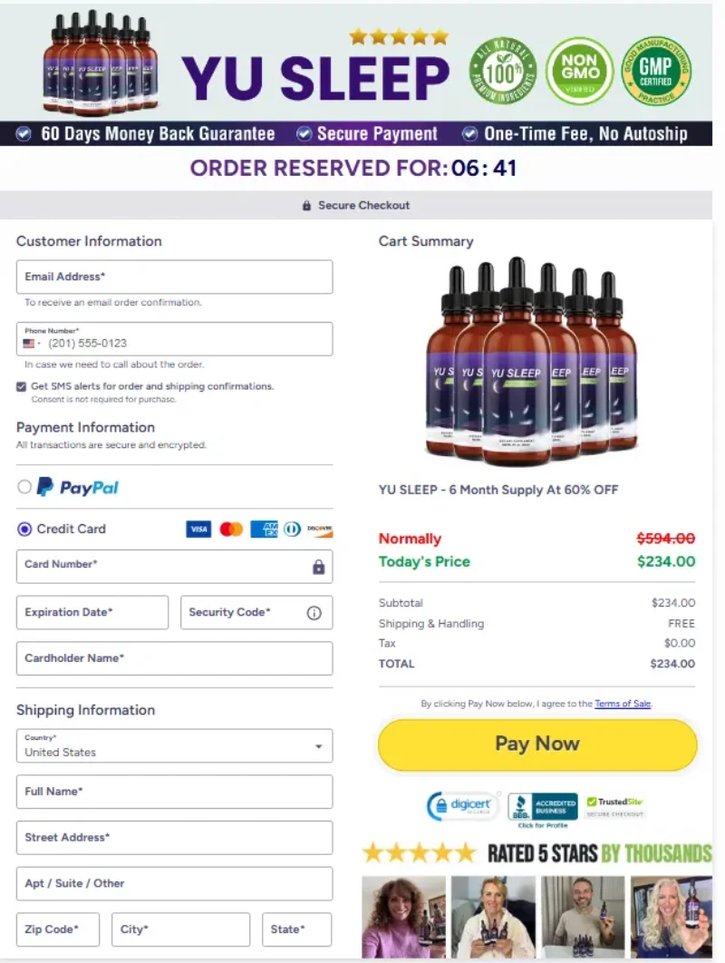 Yu Sleep secure checkout and encrypted payment protection